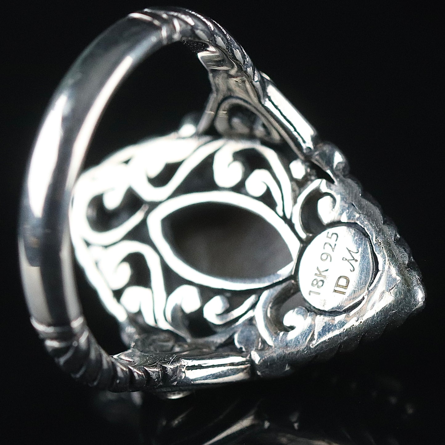Sterling Silver and 18k Yellow Gold Golden Mother of Pearl Ring
