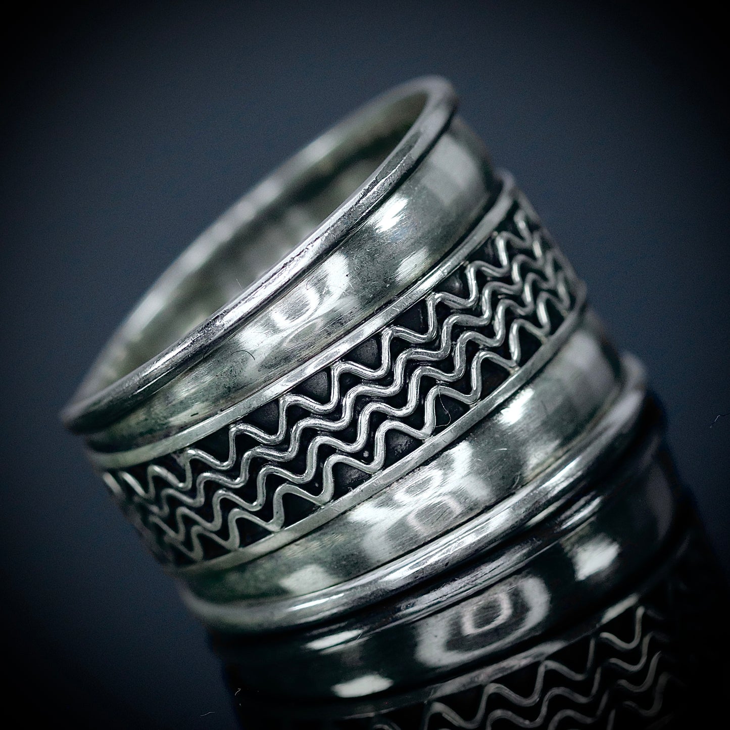 Sterling Silver Thick Ripple Band