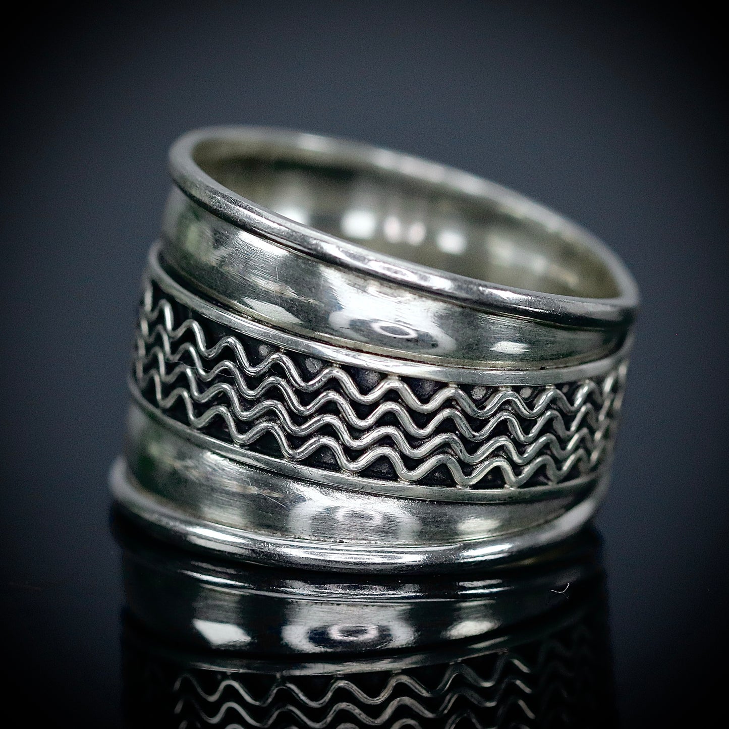 Sterling Silver Thick Ripple Band