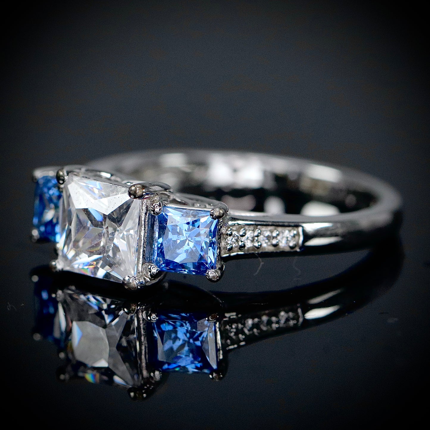 Sterling Silver Blue and White CZ Ring