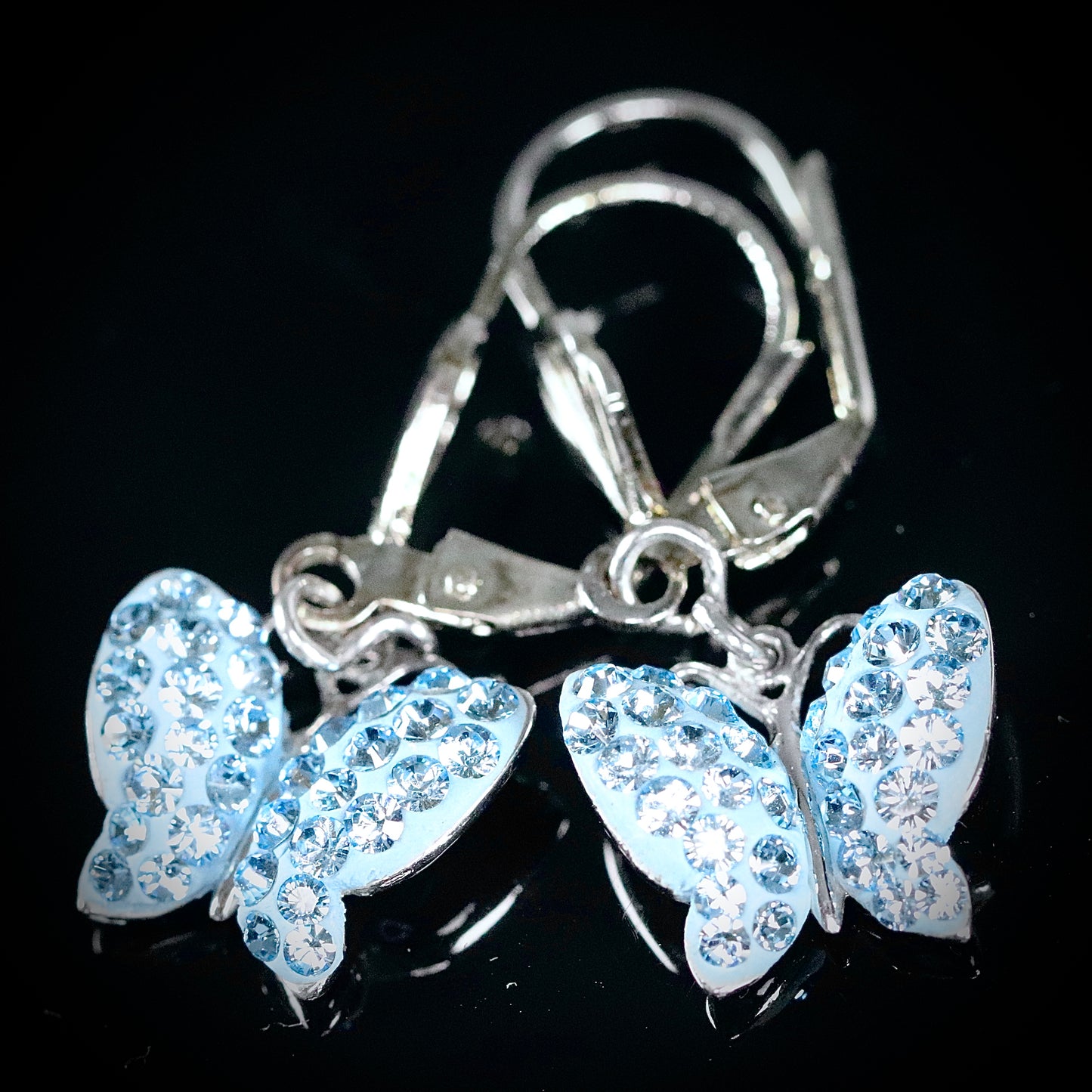 Sterling Silver Blue Butterfly Earrings