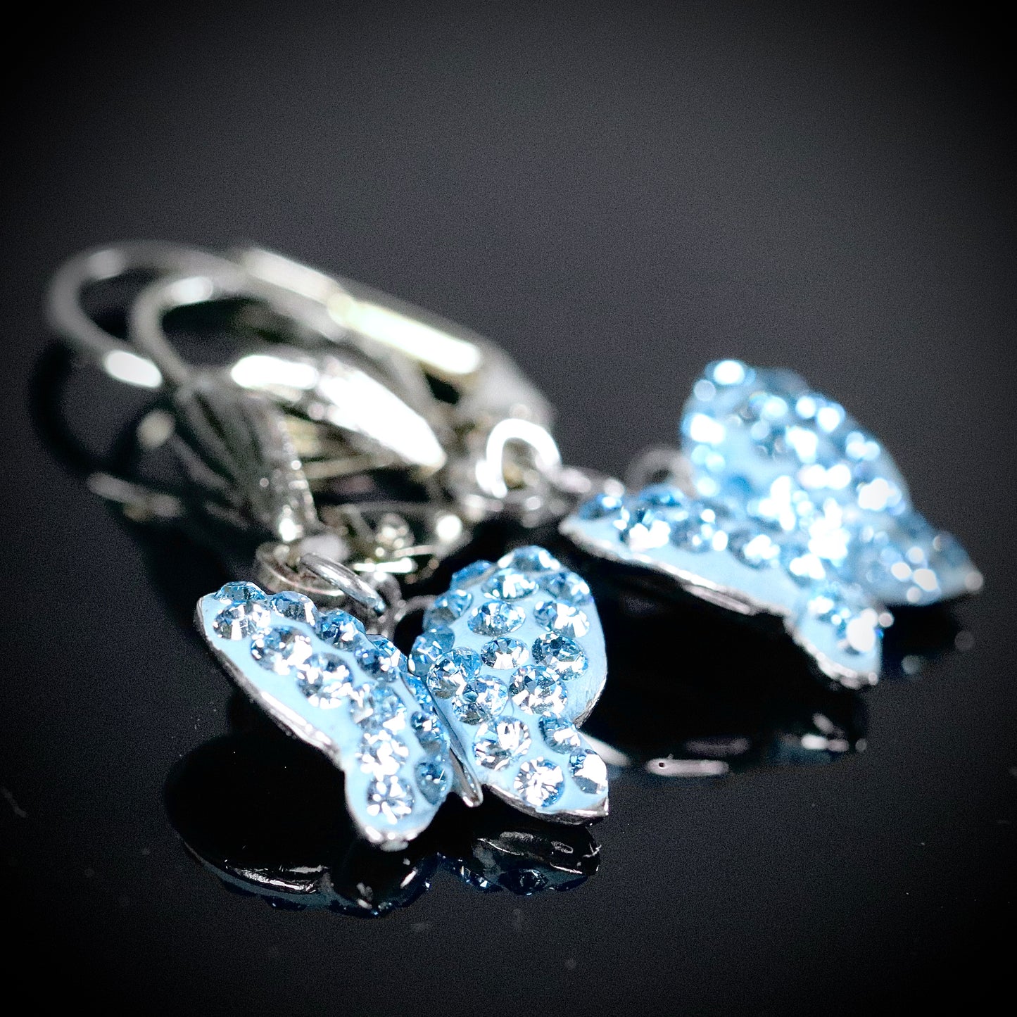 Sterling Silver Blue Butterfly Earrings
