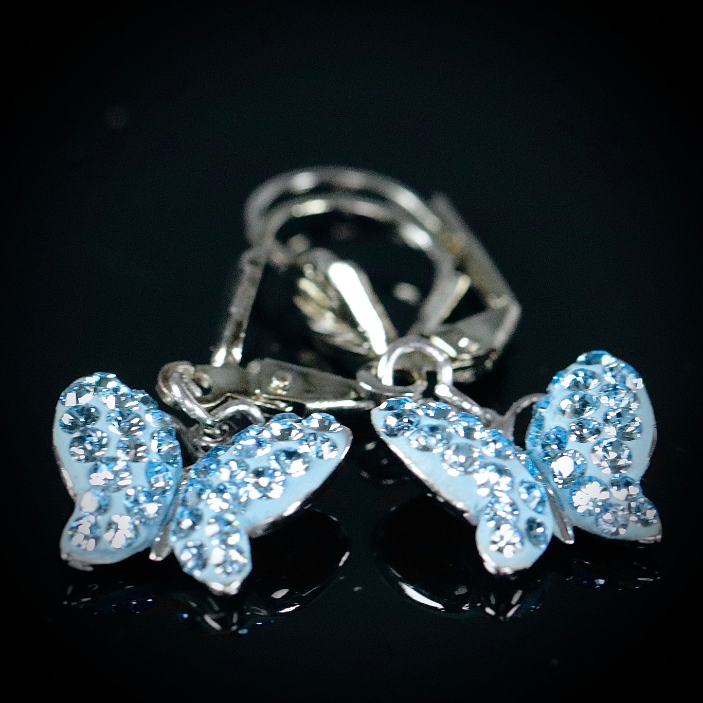 Sterling Silver Blue Butterfly Earrings