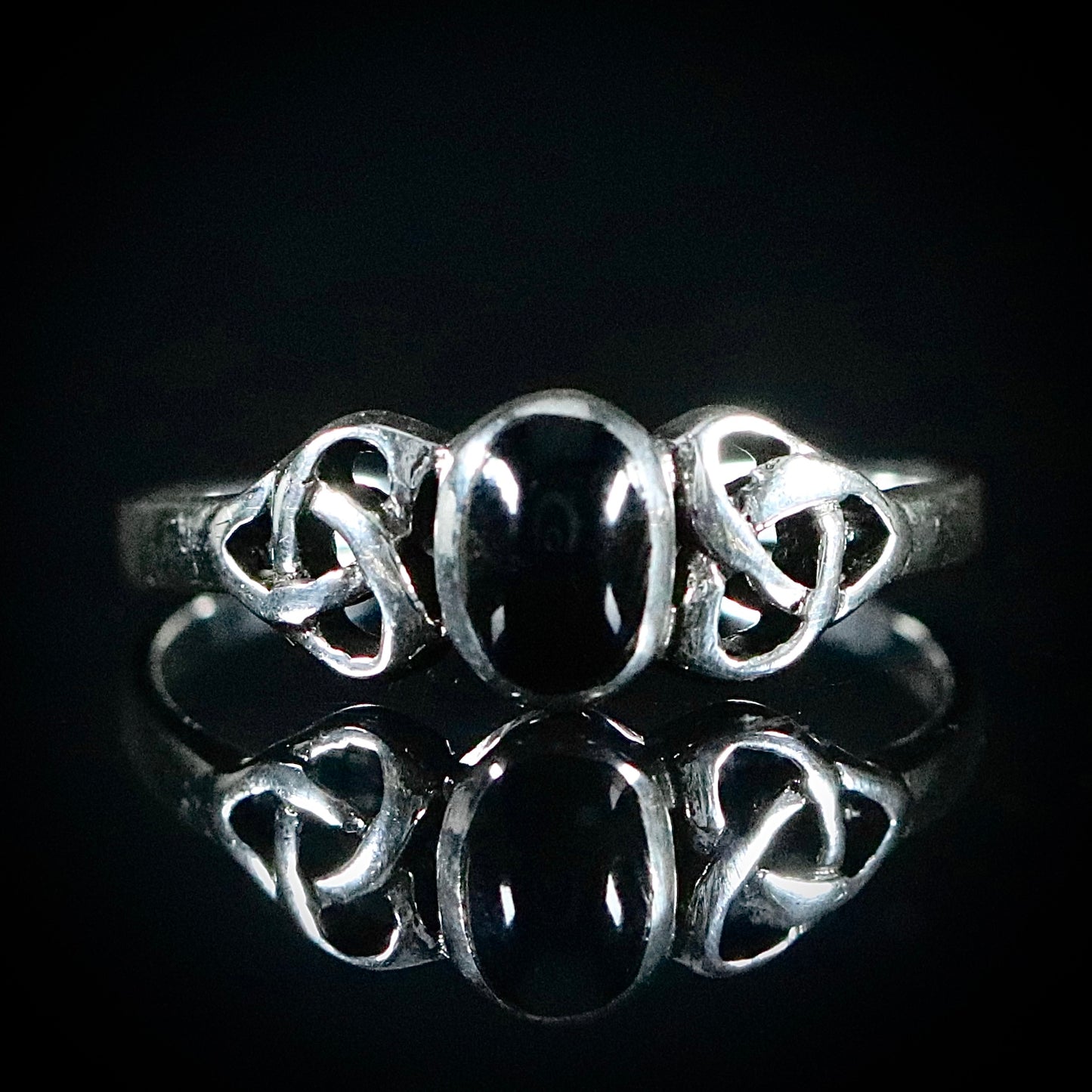 Sterling Silver Synthetic Onyx Celtic Ring