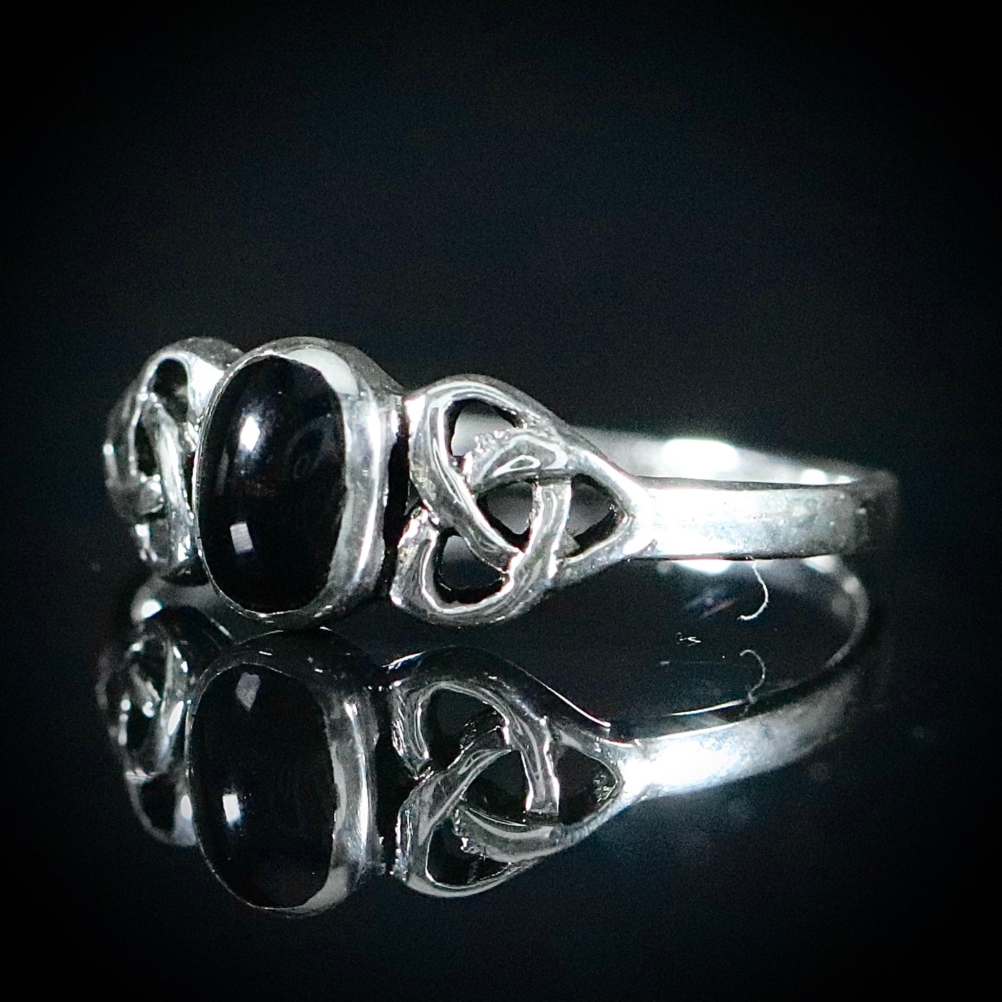 Sterling Silver Synthetic Onyx Celtic Ring