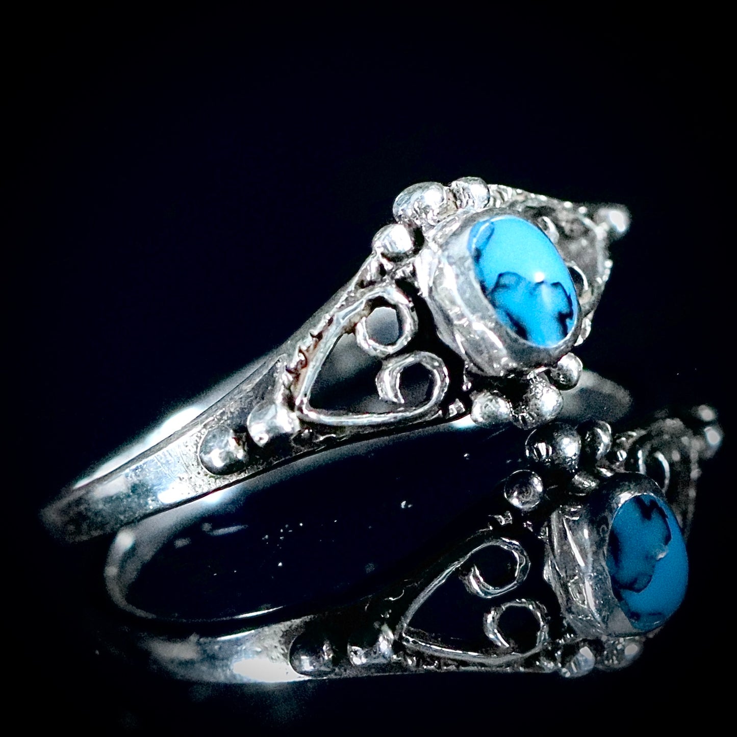 Sterling Silver Synthetic Turquoise Ring