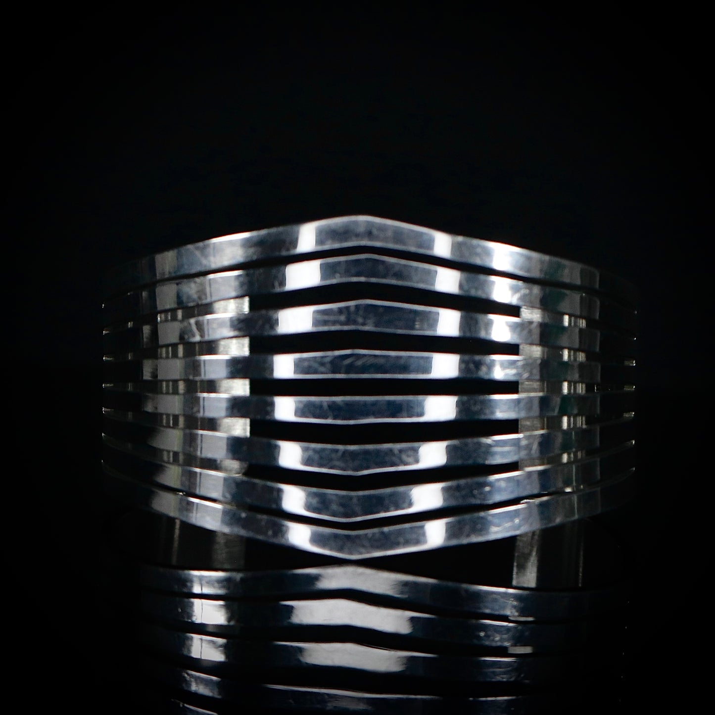 Sterling Silver Heavy and Wide Striped Bangle