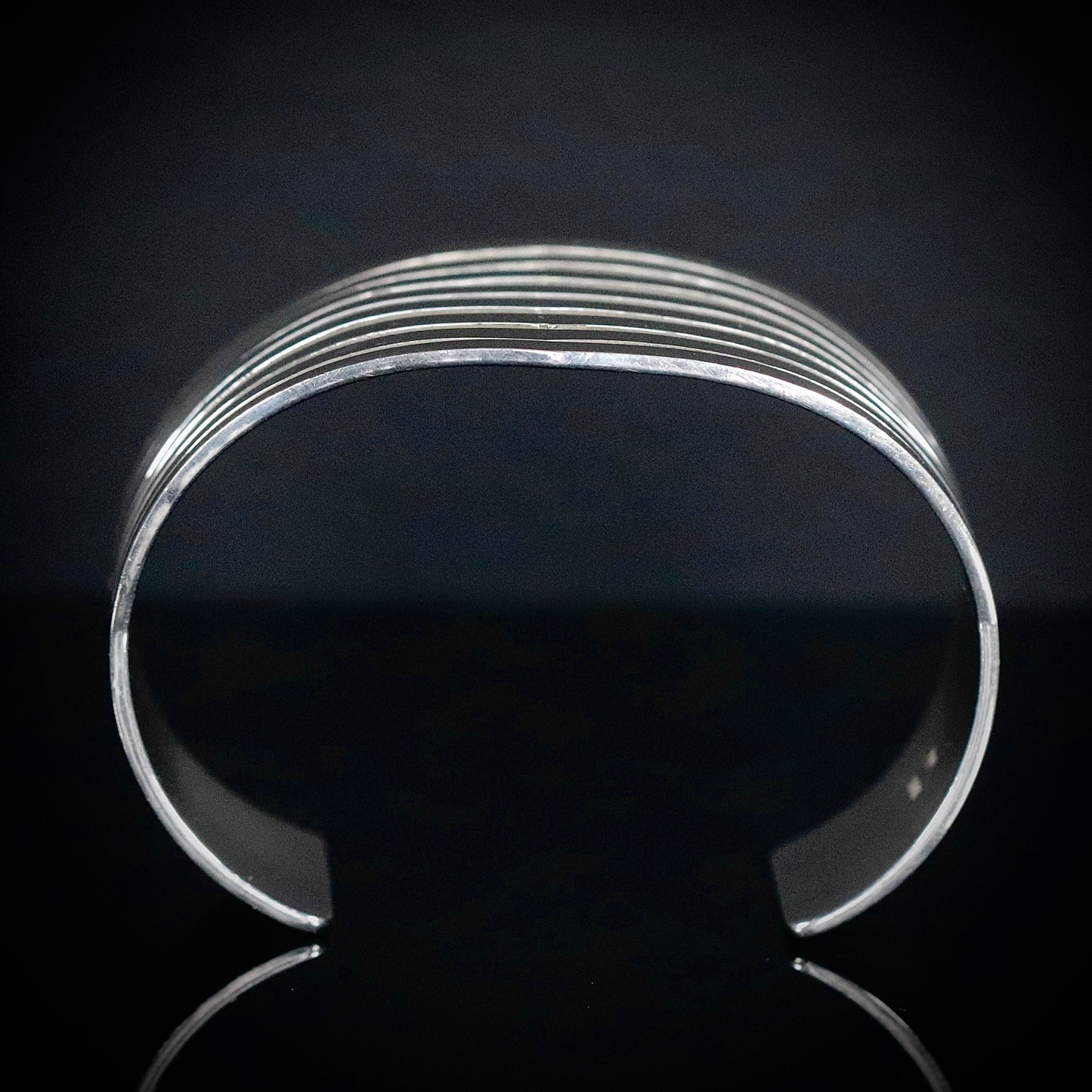 Sterling Silver Heavy and Wide Striped Bangle