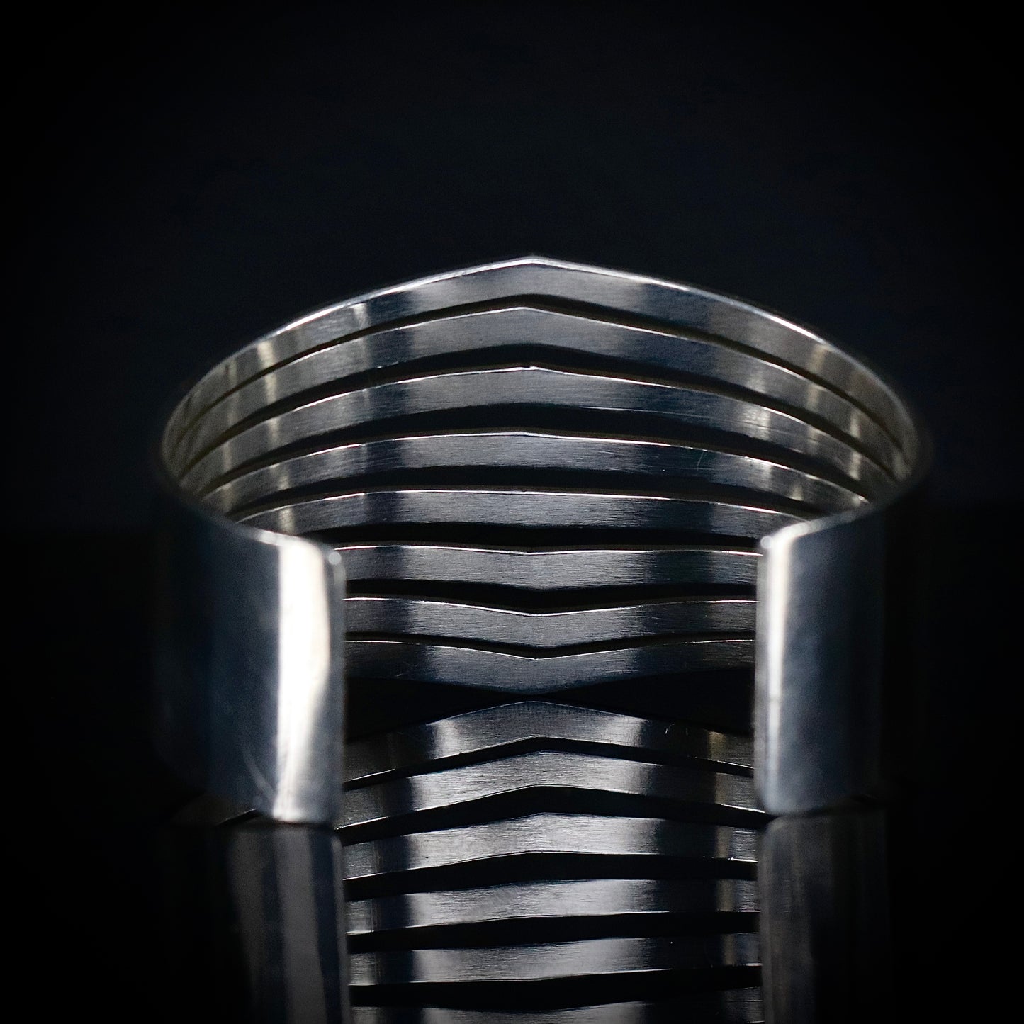Sterling Silver Heavy and Wide Striped Bangle