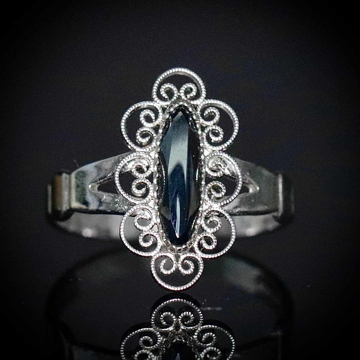 Sterling Silver Dainty Hematite Ring