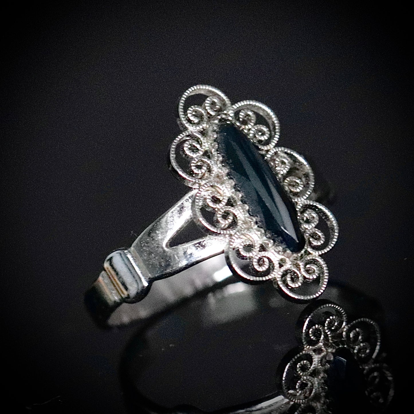 Sterling Silver Dainty Hematite Ring