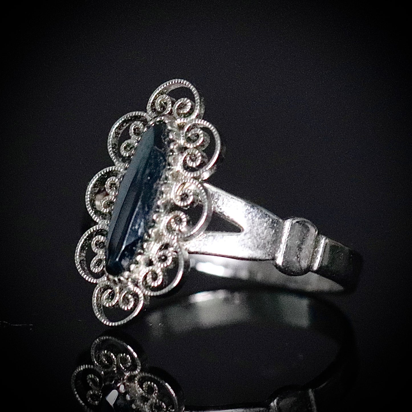 Sterling Silver Dainty Hematite Ring