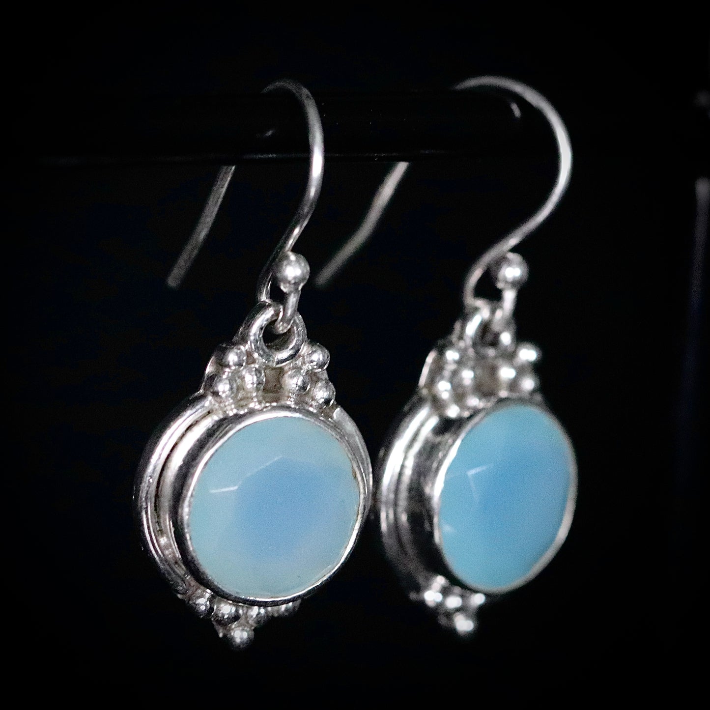 Sterling Silver Dyed Chalcedony Earrings