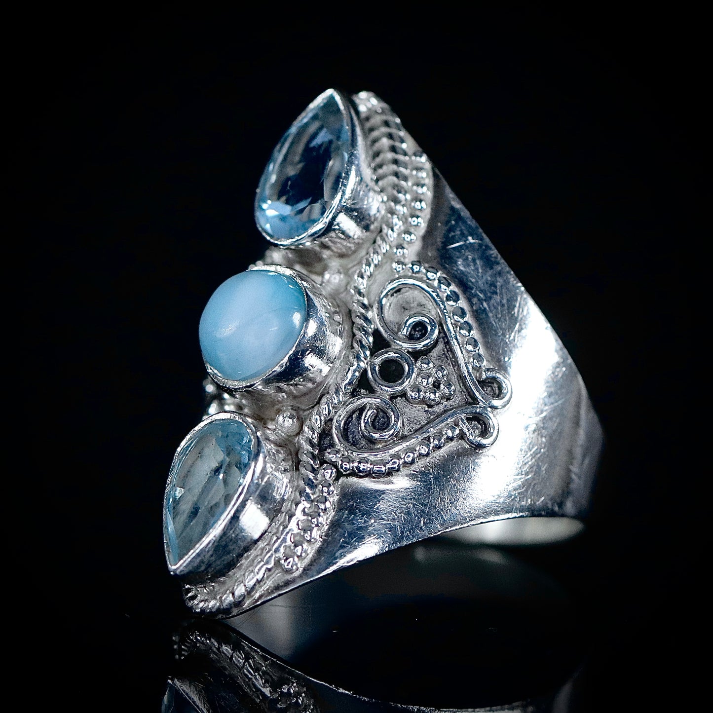 Sterling Silver Larminar and Sky Blue Topaz Ring