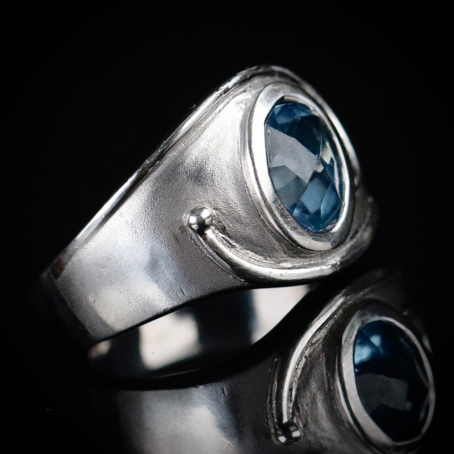 Sterling Silver Blue Glass Ring