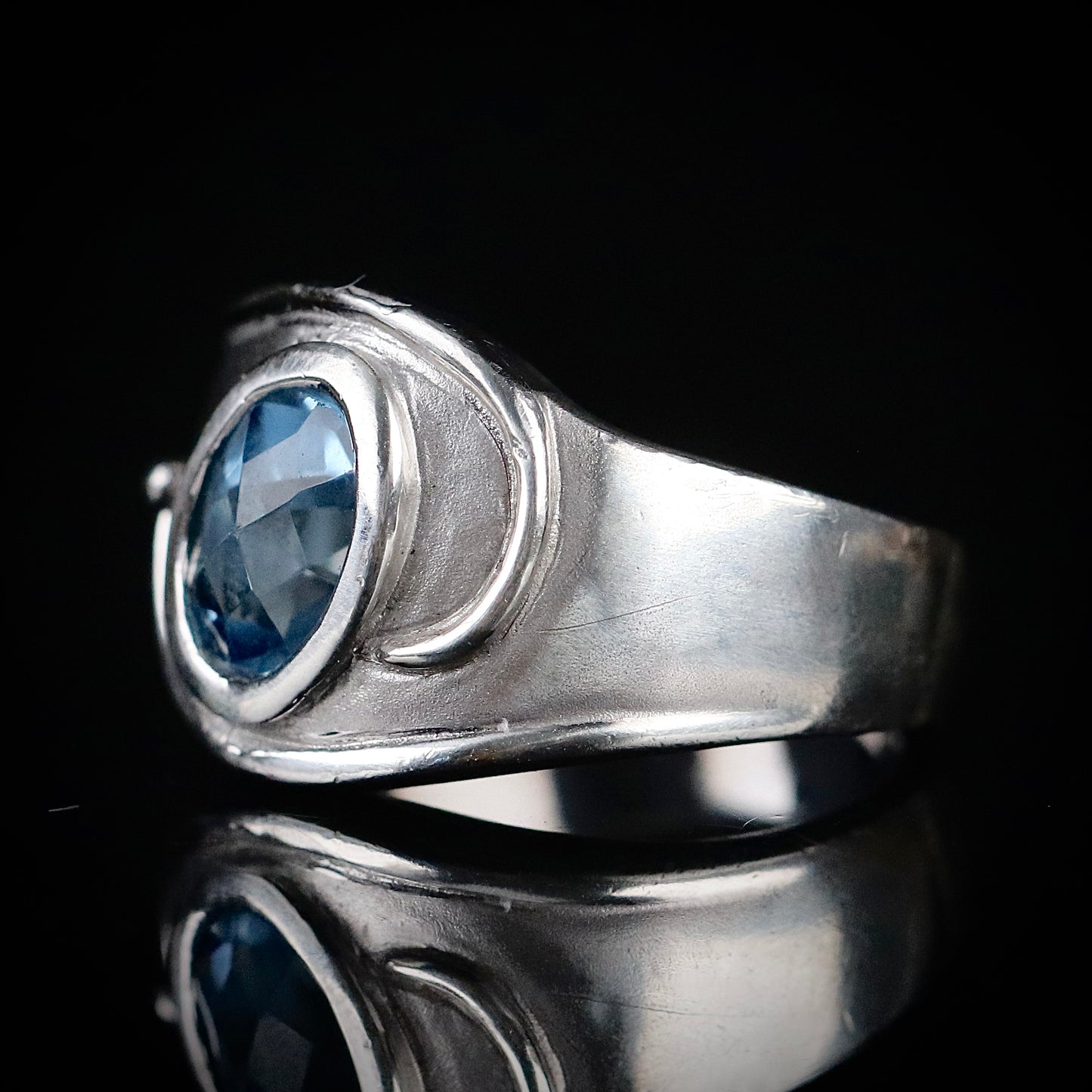 Sterling Silver Blue Glass Ring