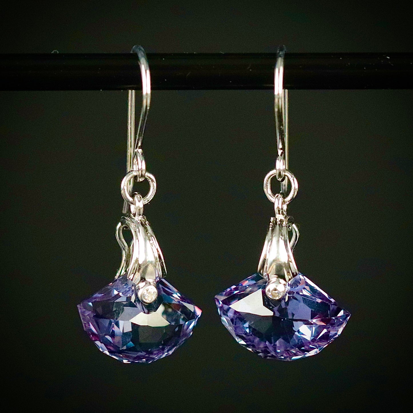 Sterling Silver Color Changing Synthetic Sapphire Earrings