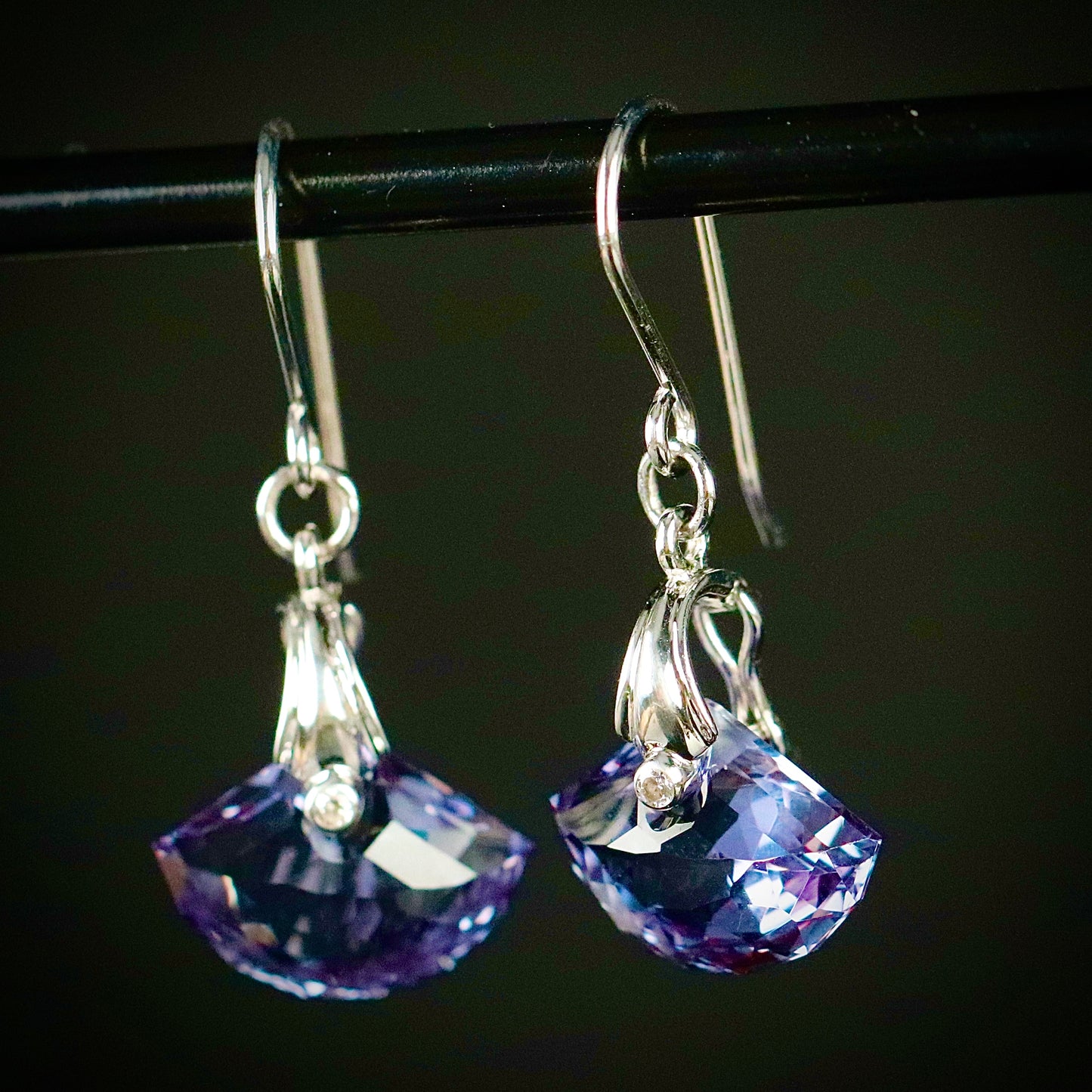 Sterling Silver Color Changing Synthetic Sapphire Earrings
