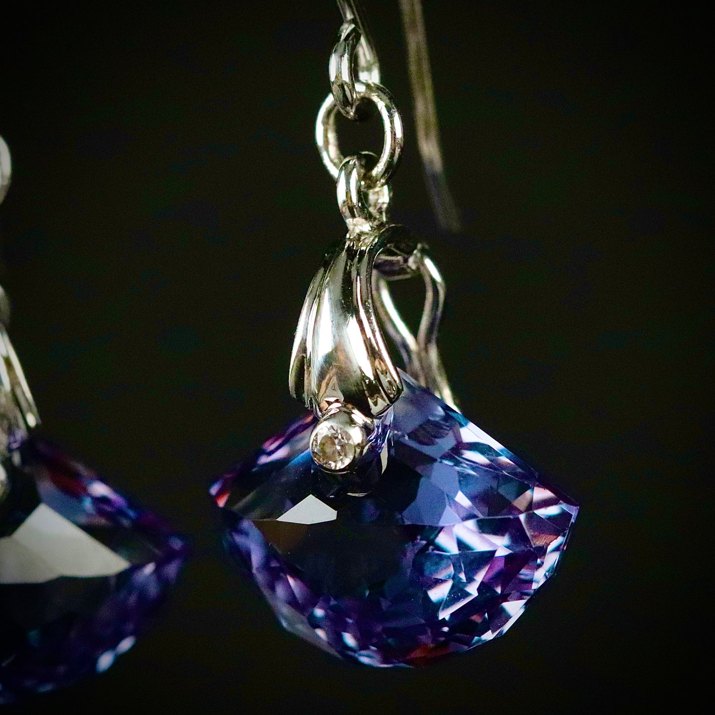 Sterling Silver Color Changing Synthetic Sapphire Earrings