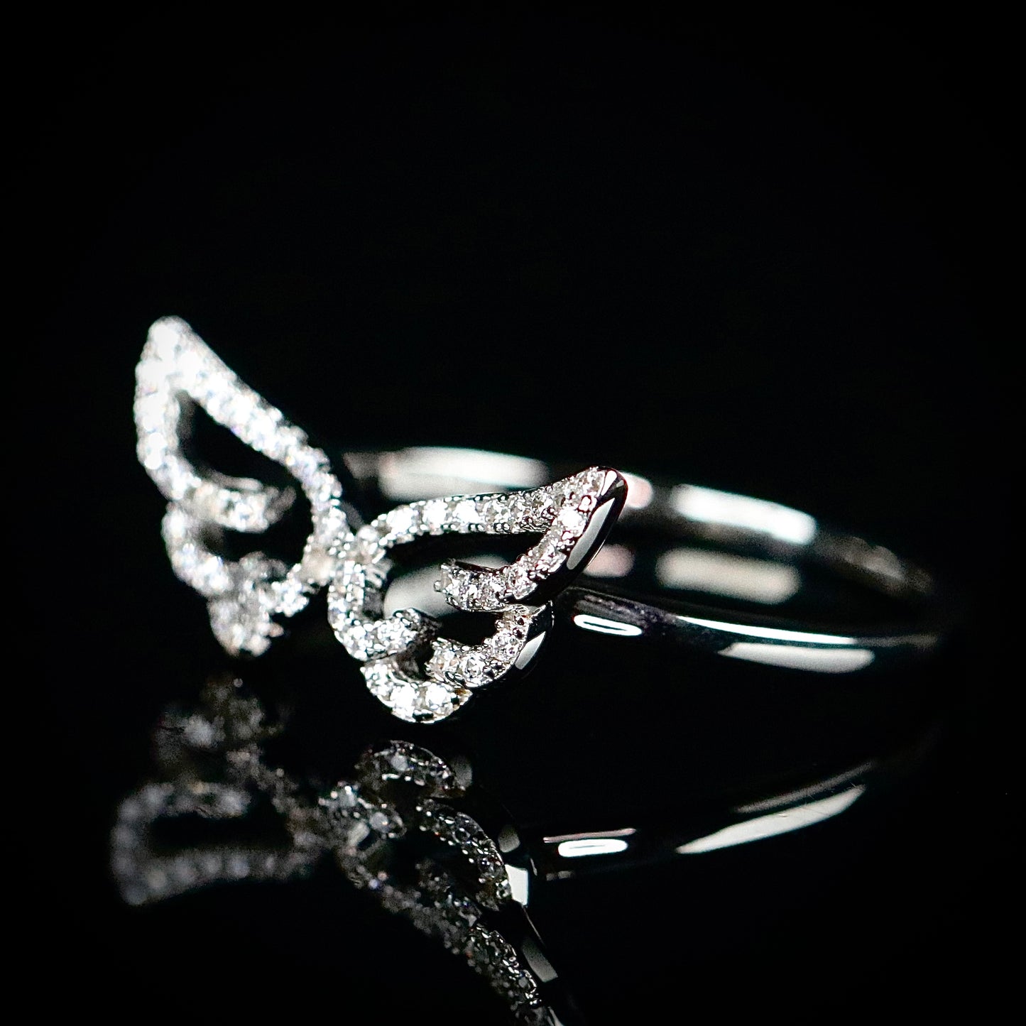 Sterling Silver Large CZ Wing Ring
