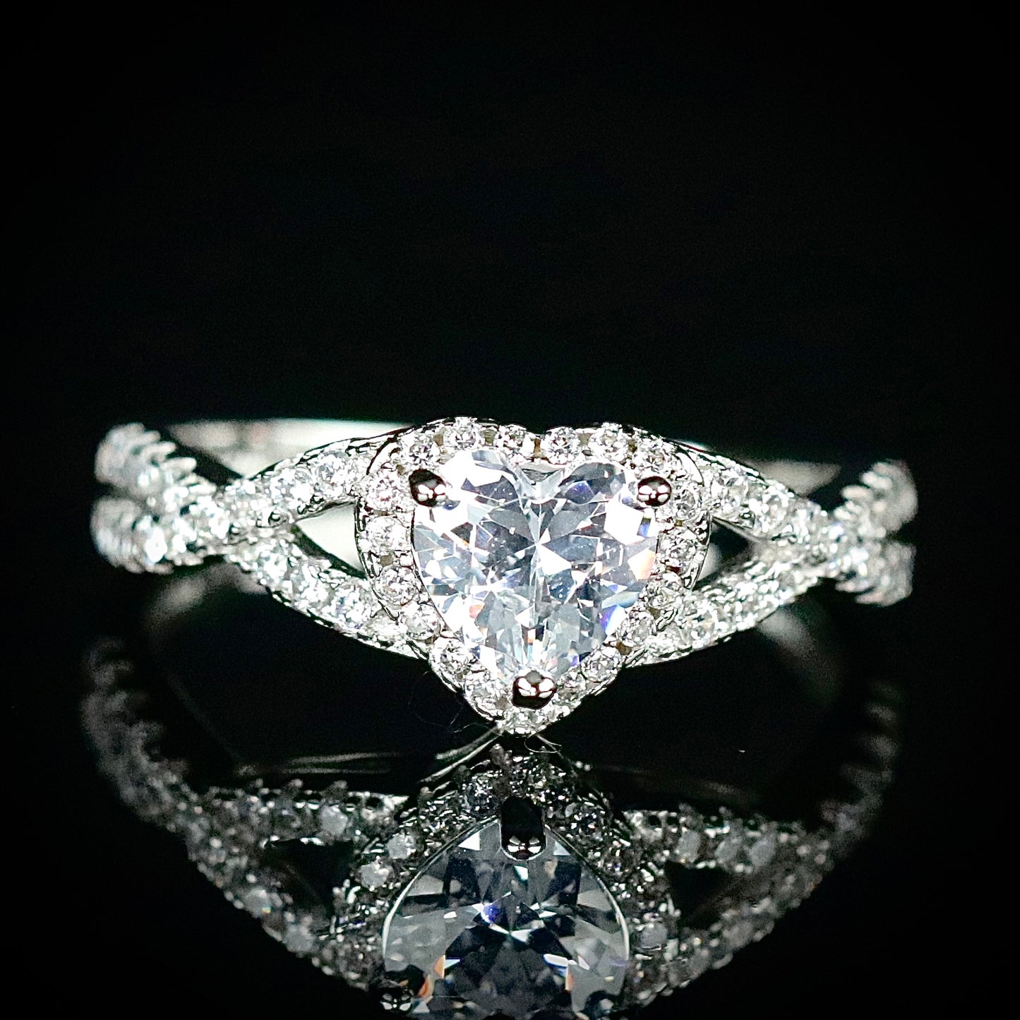 Sterling Silver CZ Heart Solitaire Ring