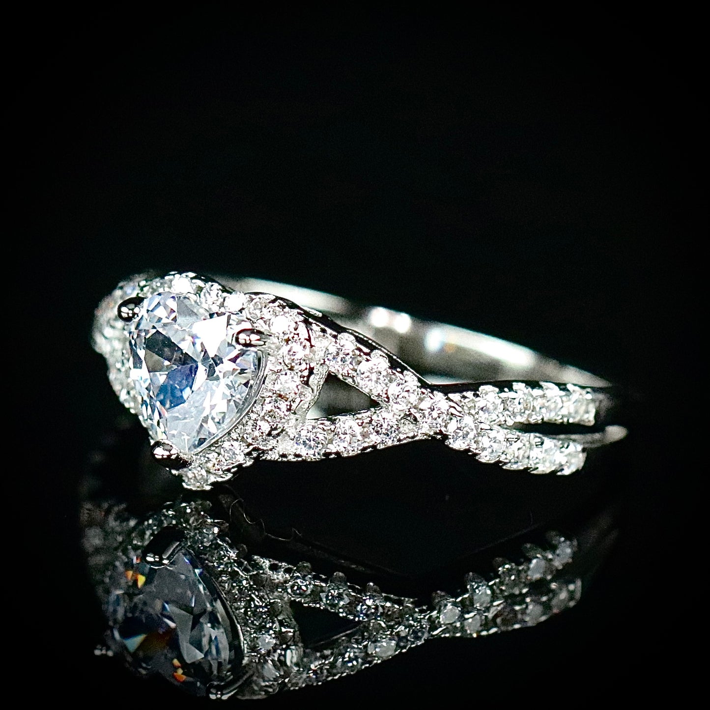 Sterling Silver CZ Heart Solitaire Ring