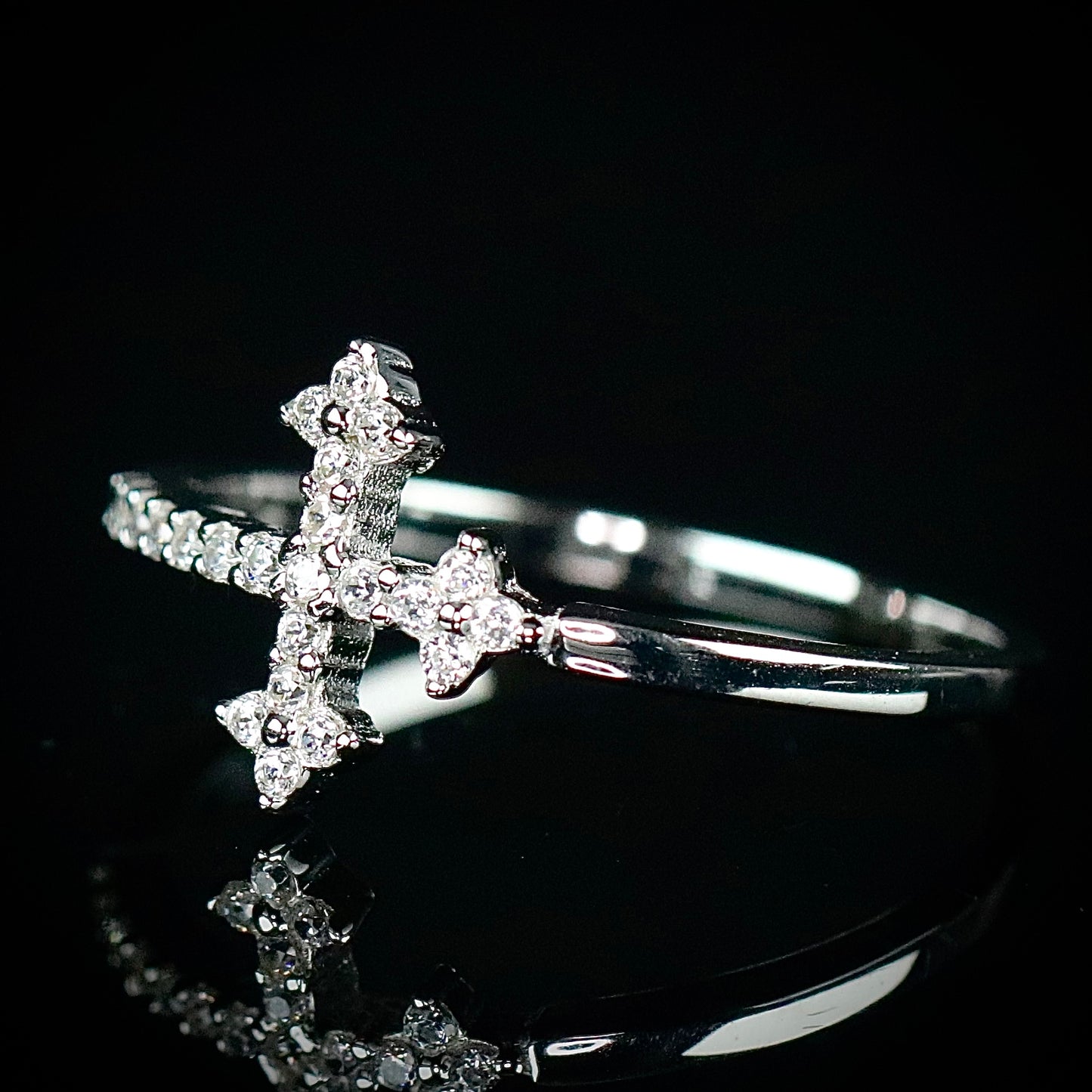 Sterling Silver CZ Cross Ring