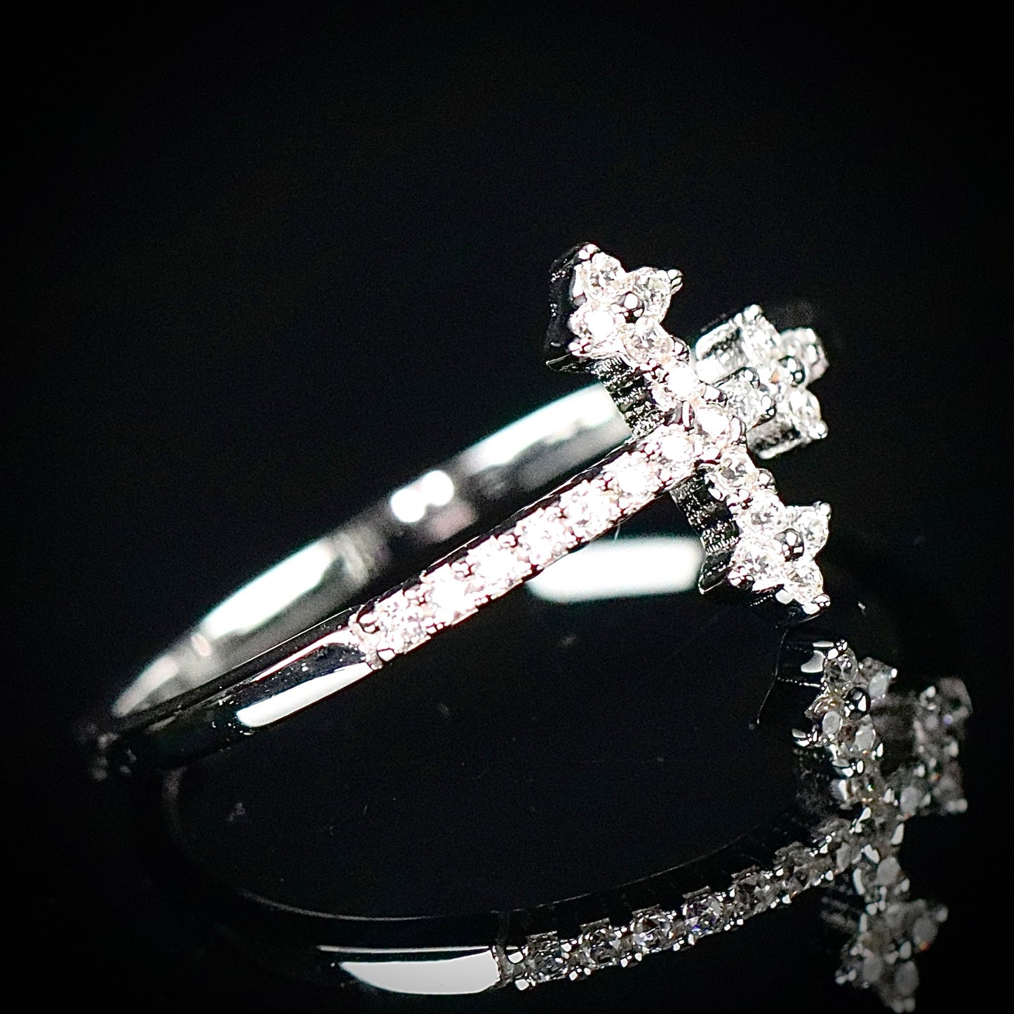 Sterling Silver CZ Cross Ring
