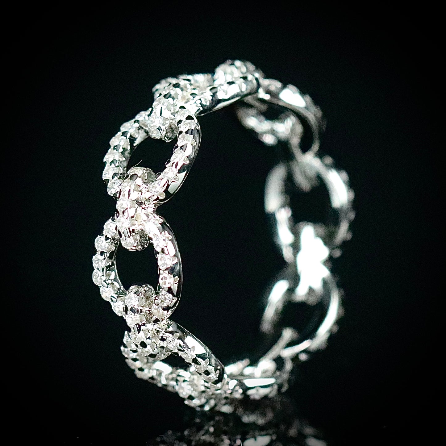 Sterling Silver Chain Link CZ Band