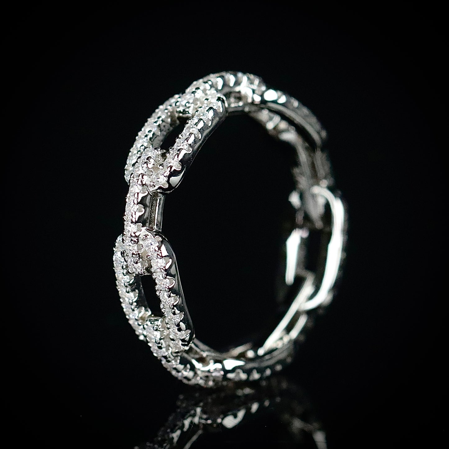 Sterling Silver Paper Clip Chain CZ Band