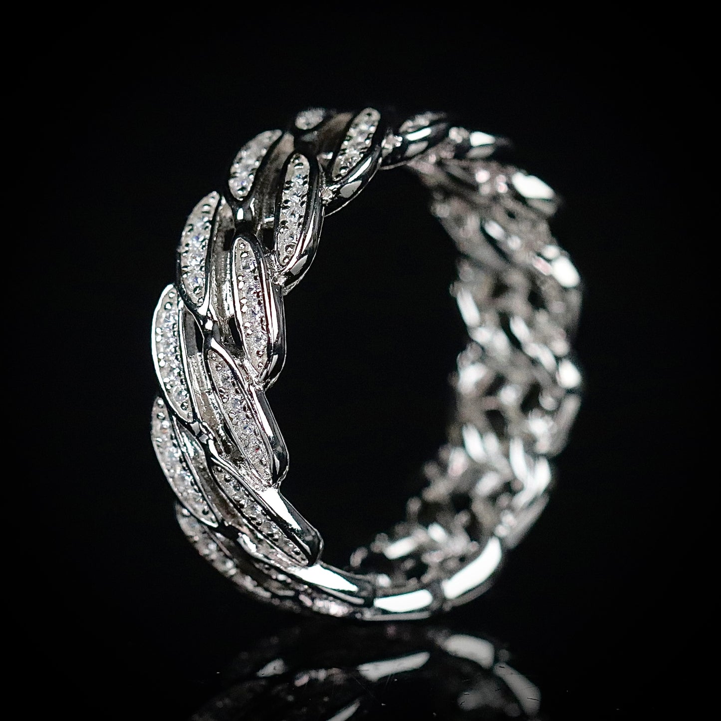 Sterling Silver Cuban Chain Link CZ Band