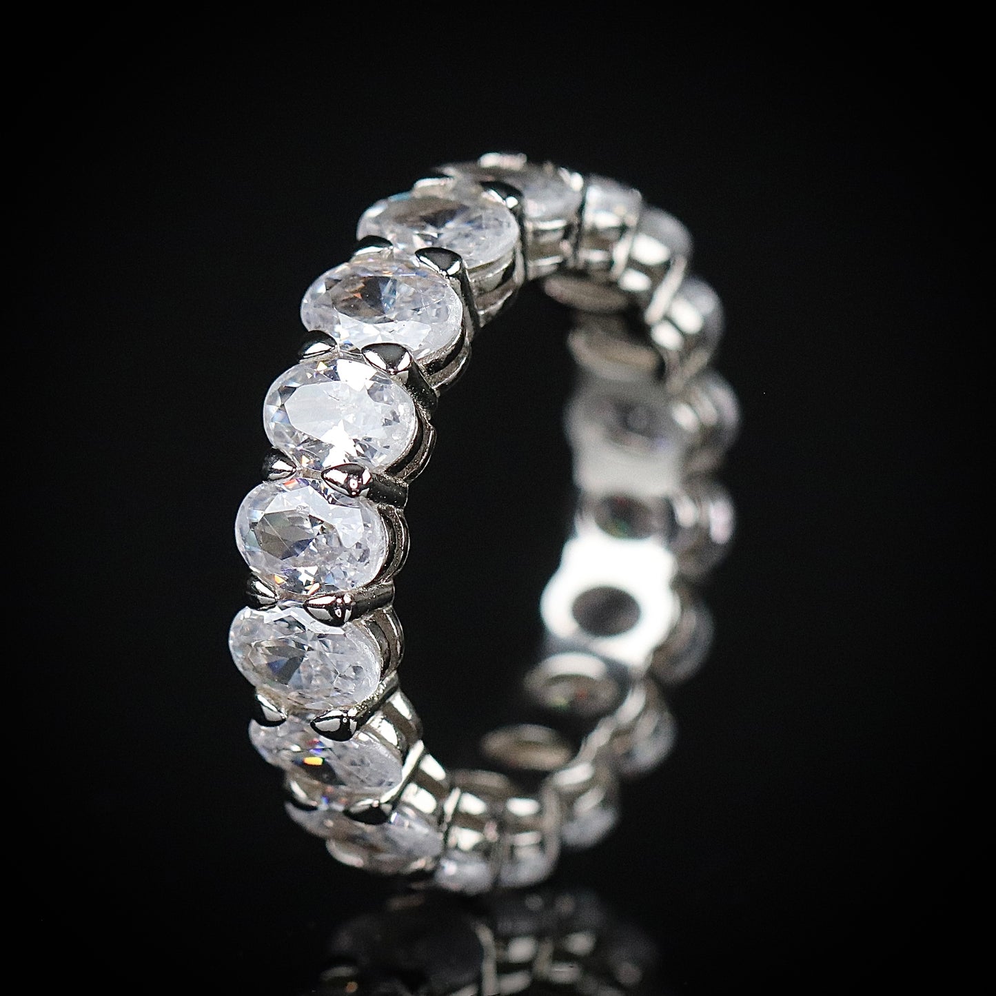 Sterling Silver Oval CZ Eternity Band