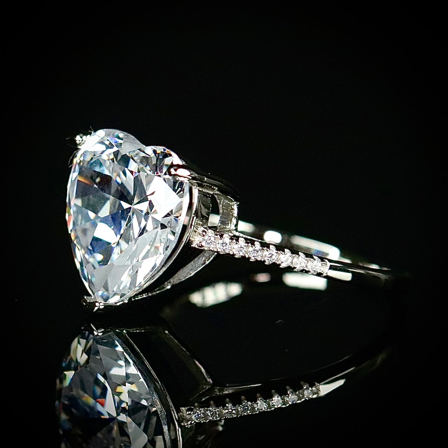 Sterling Silver Large Heart CZ Ring