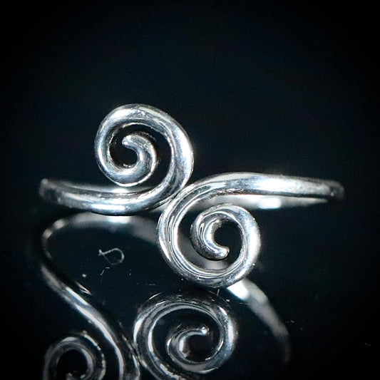 Sterling Silver Adjustable Double Spiral Ring