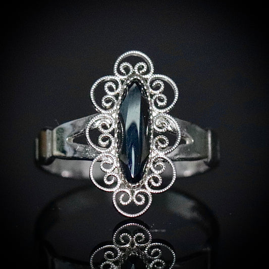 Sterling Silver Dainty Hematite Ring