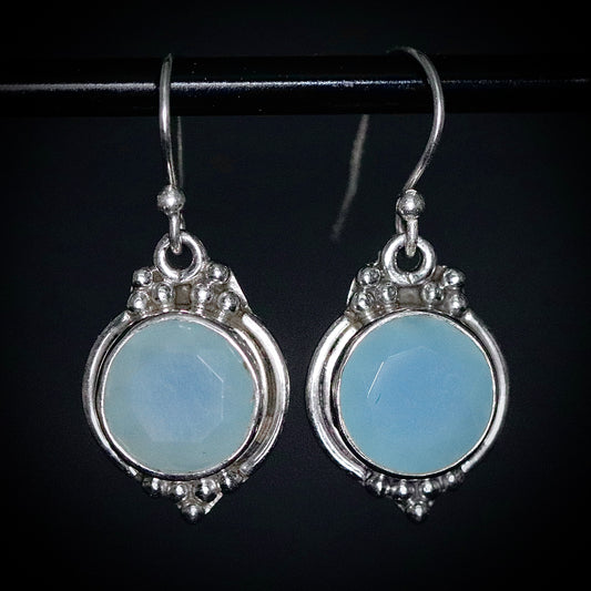 Sterling Silver Dyed Chalcedony Earrings