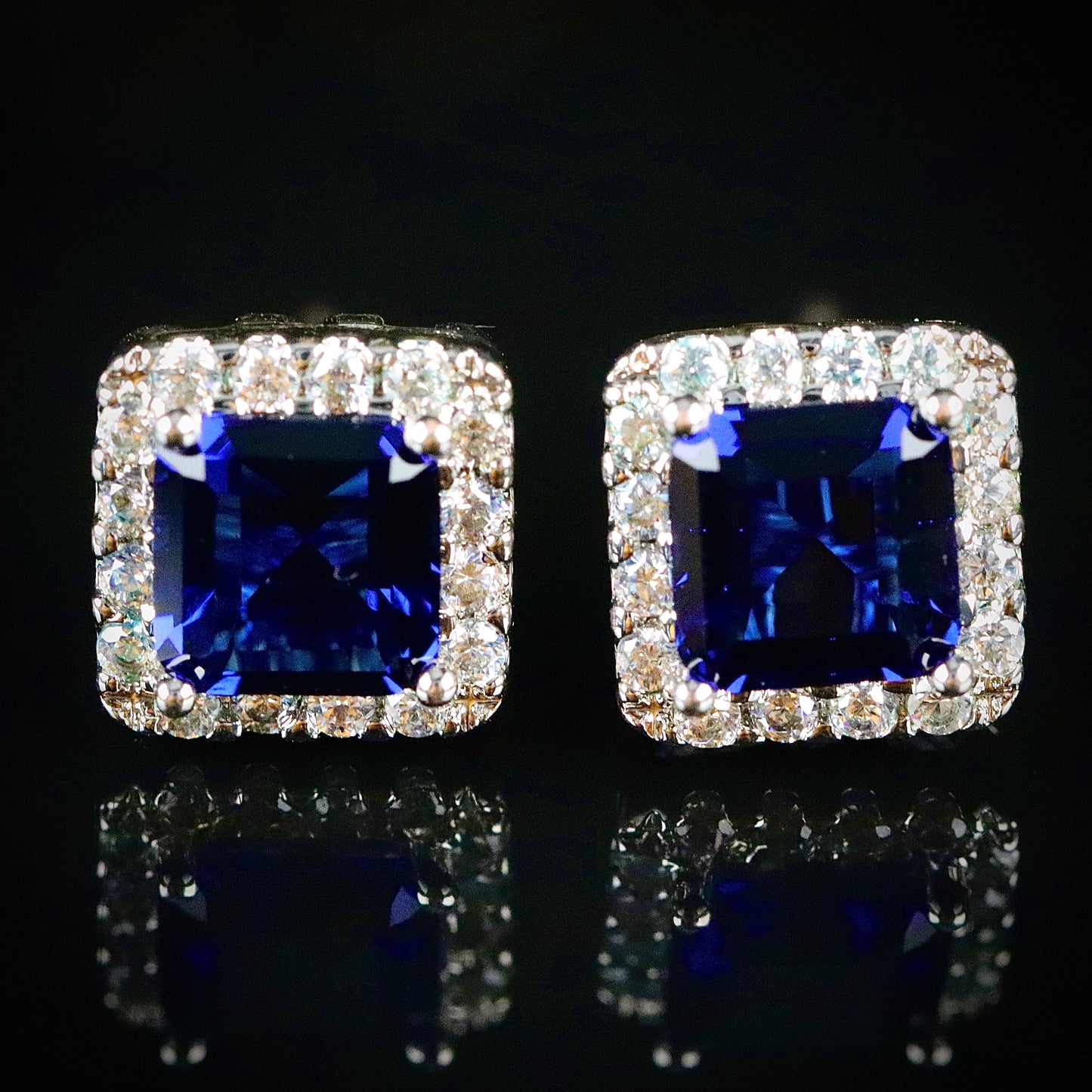 Sterling Silver Blue and White CZ Studs