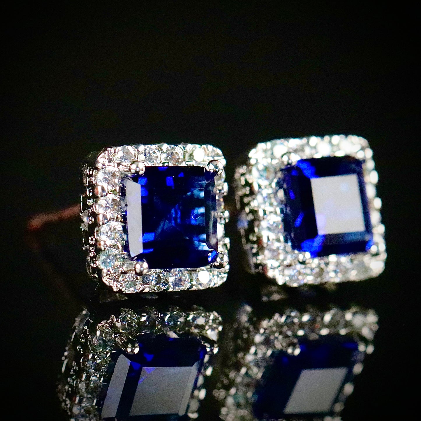 Sterling Silver Blue and White CZ Studs