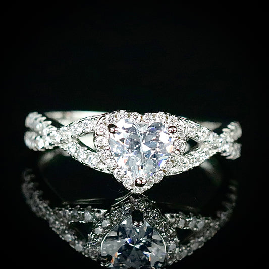 Sterling Silver CZ Heart Solitaire Ring