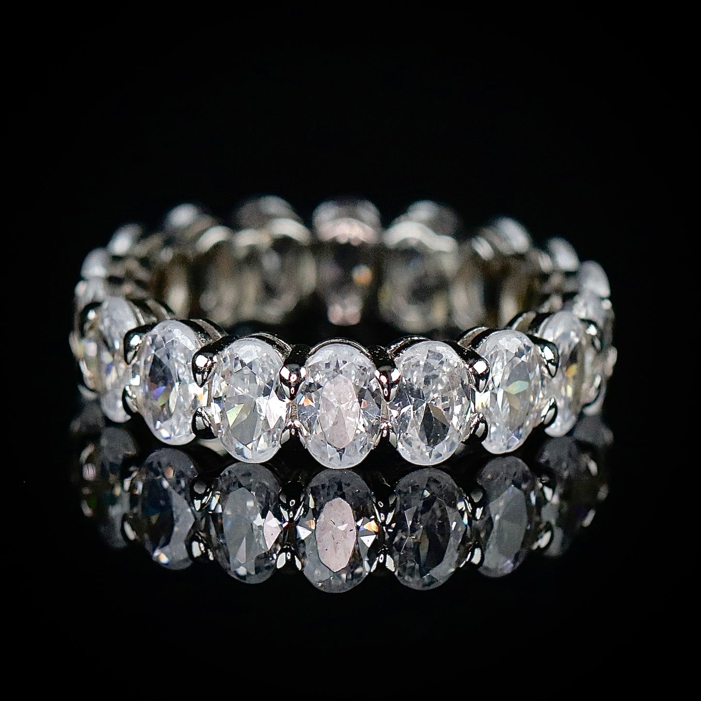 Sterling Silver Oval CZ Eternity Band