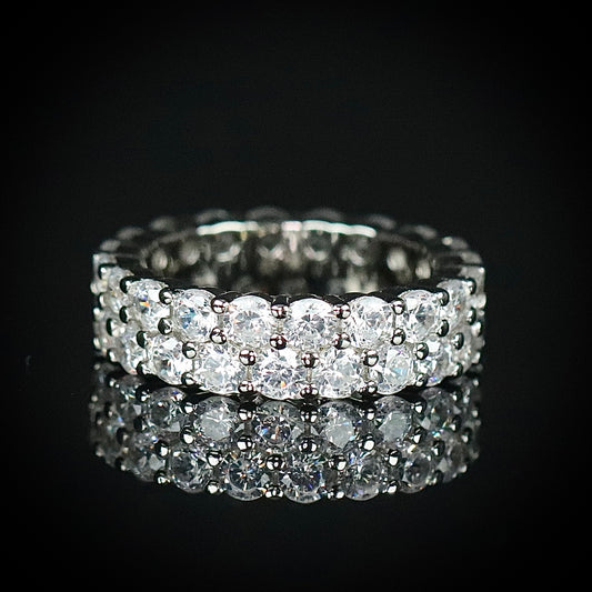 Sterling Silver Double Row CZ Band